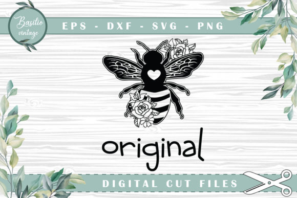 Be Original Bee Floral Cutting Files for Graphics and Crafts