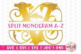 Decorative Floral Split Monogram a to Z for Graphics and Crafts