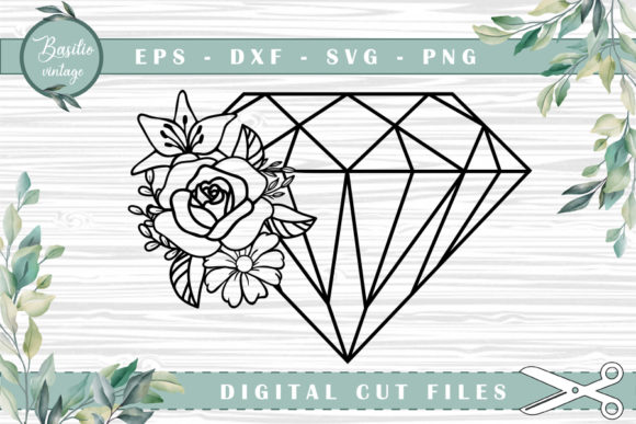 Diamond Floral Cutting Files for Graphics and Crafts