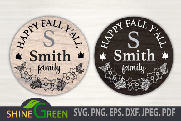 Fall Floral Family Monogram, Autumn Sign for Graphics and Crafts