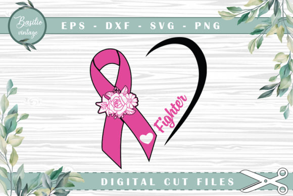 Fighter Ribbon Floral Heart Graphics for Crafts & Content