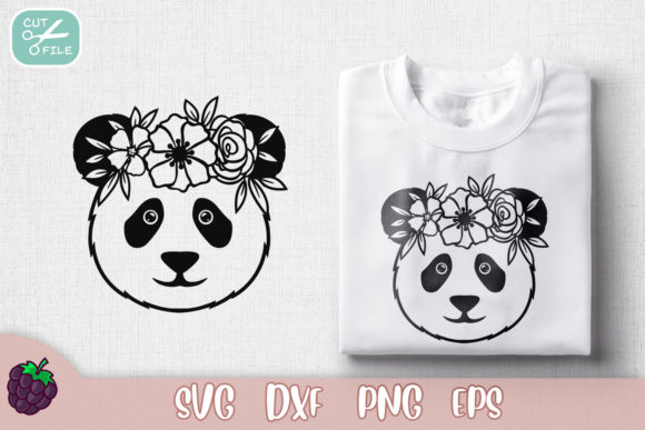 Floral Crown Baby Panda Graphics for Crafts