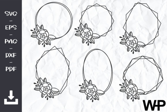 FLORAL FRAMES Svg, Hexagon Frame SVG for Graphics
