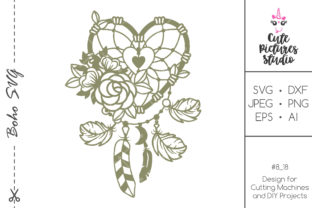 Floral Heart Dreamcatcher Cut File for Graphics and Crafts