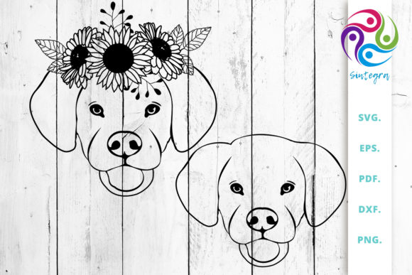 Floral Labrador Dog Graphics in Crafts