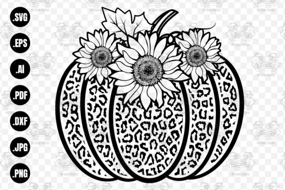 Floral Pumpkin and Leopard SVG File for Graphics and Crafts