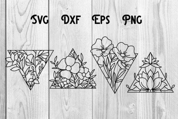 Floral Shape, Triangle, Flower Shape Graphics for Print Templates