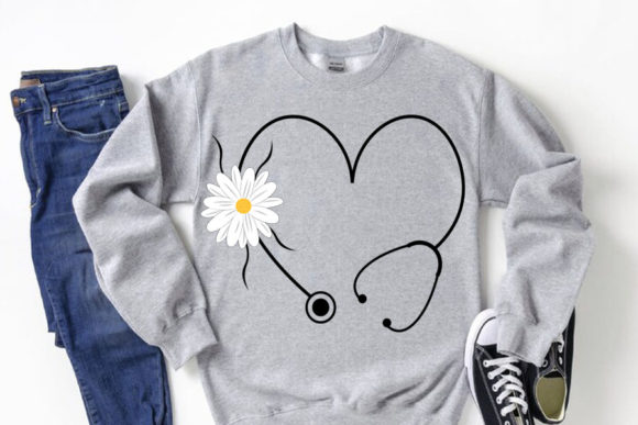 Floral Stethoscope SVG, Flower Daisy Svg for Graphics and Crafts