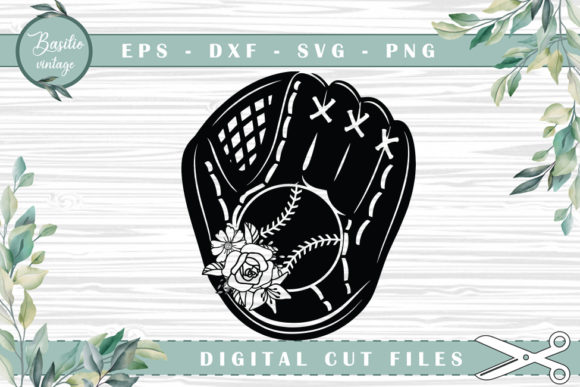 Glove Baseball Floral Cutting Files for Graphics and Crafts