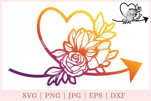 Heart with Flowers, Floral Arrow Graphics & Print Templates Review
