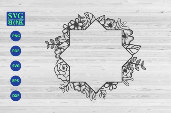Octagonal Floral Frame Graphics for Crafts & Branding