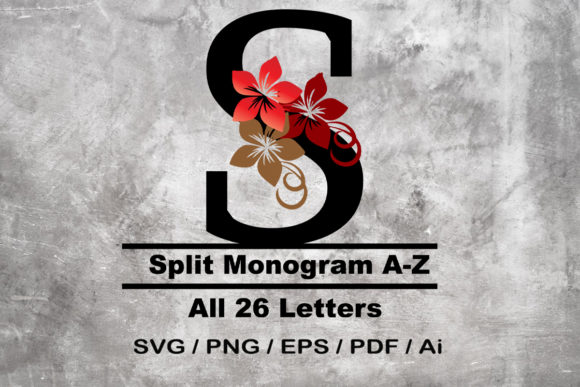 Split Floral Letter Monogram Graphics for Crafts