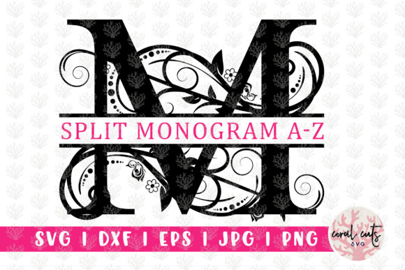 Swirl Floral Split Monogram - Alphabets for Graphics and Crafts