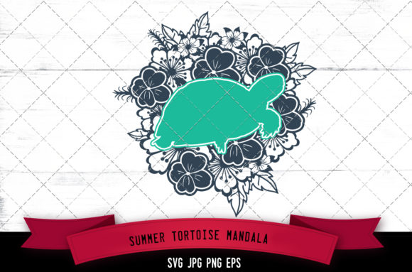 Tropical Floral Tortoise Mandala Graphics for Crafts