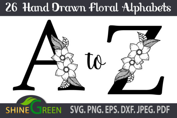 Wedding - Floral Alphabet Monogram Set for Graphics & Crafts